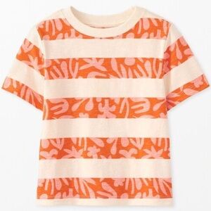 Hanna Andersson | Orange and Cream Watermarked Striped Shirt | Cotton- Tee | 10
